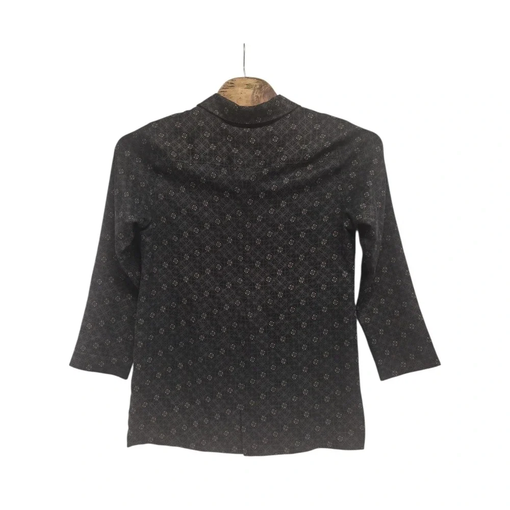 Tommy Bahama Long Sleeve Shirt Geometric Floral Pattern Black Brown Size‎ L Silk - Picture 4 of 6